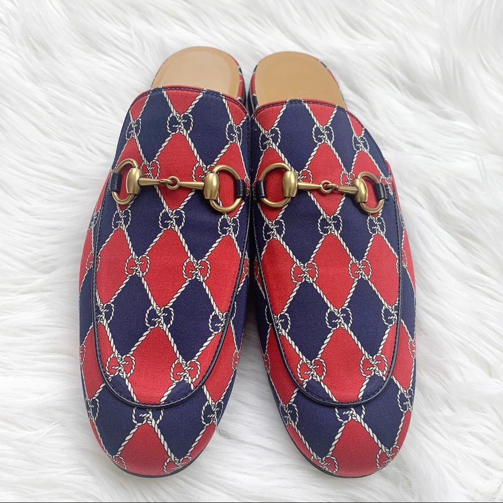 Gucci |Princetown Kings Rhombus Print Mule Slipper